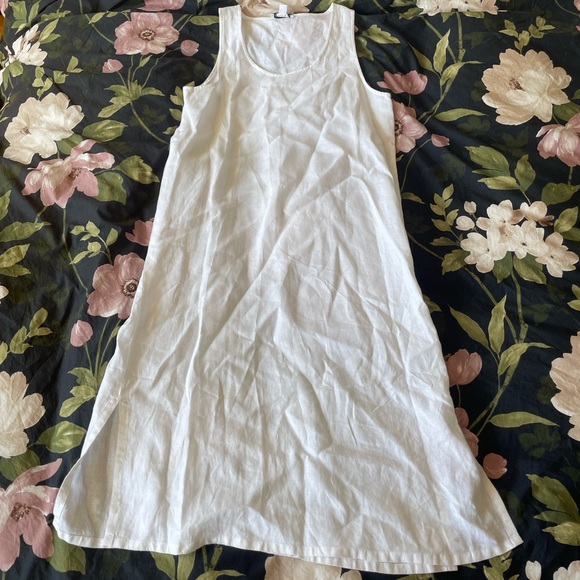 pure navy | Dresses | Pure Navy White Linen Dress With Slits Small |  Poshmark